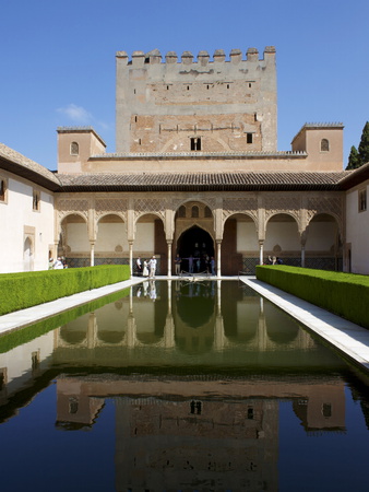 Patio De Los Arrayanes and Comares Tower, Alhambra Palace, Granada, Andalucia, Spain