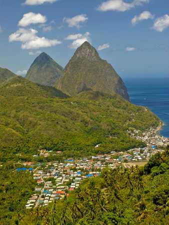Buy Les Pitons, Soufriere, St. Lucia, Windward Islands, West Indies, Caribbean, Central America at AllPosters.com