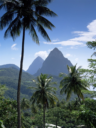 Buy The Pitons, St. Lucia, Windward Islands, West Indies, Caribbean, Central America at AllPosters.com