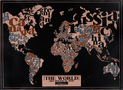 The World, 2011 Political Map (Black) Posters