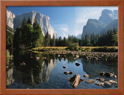 Valley View of El Capitan, Cathedral Rock, Merced River in Yosemite National Park, California, USA Posters