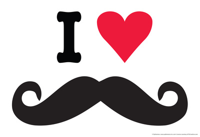 I Heart Love Mustaches Funny Poster