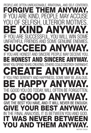 Mother Teresa Anyway Quote Poster