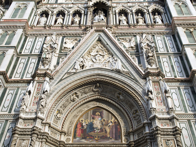 Facade of Cathedral Santa Maria Del Fiore (Duomo), UNESCO World Heritage Site, Florence, Tuscany, I