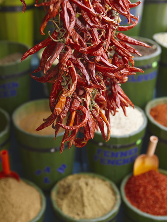Chillies in Spice Market, Istanbul, Turkey, Europe