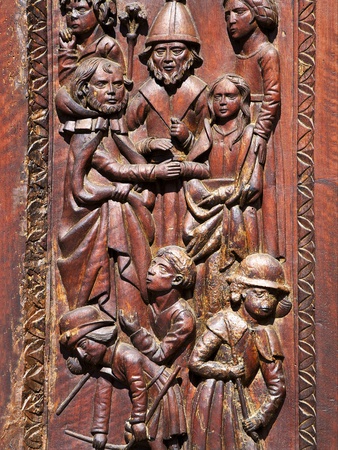 Carved Wooden Doors Dating from 1530, Cathedral of St. Leonce of Frejus, Var, Provence, Cote D