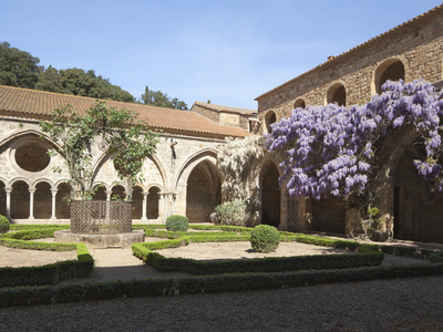 A Courtyard in Fontfroide Abbey, Languedoc-Roussillon, France, Europe