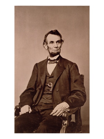 Portrait of Abraham Lincoln (1809-65) (B/W Photo)