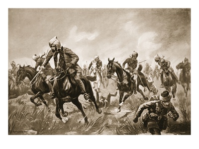 Jemadar Ram-Karan Leading His Troop under Heavy Rifle Fire Against the Enemy Who Were Retiring
