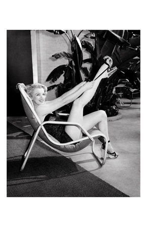 Marilyn Monroe in Bathing Suit with Leg Up - Art Print