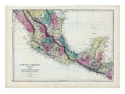 Map of Central America. 1873.