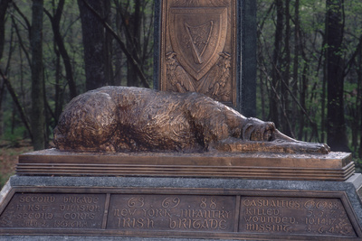 Irish Wolfhound on the Monument to NY's Irish Brigade, Little Round Top, Gettysburg Battlefield