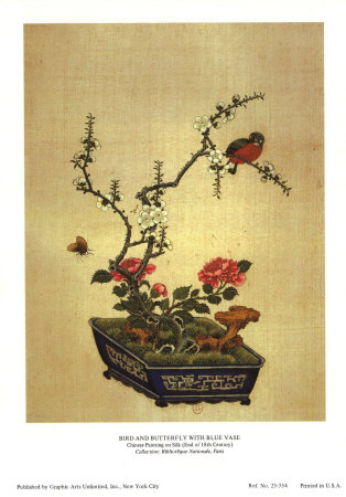 Bird and Butterfly with Blue Vase