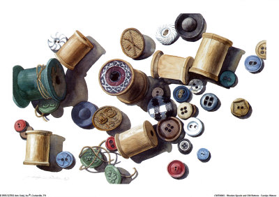Wooden Spools and Old Buttons