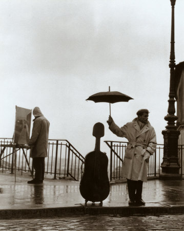 Musician in the Rain Posters