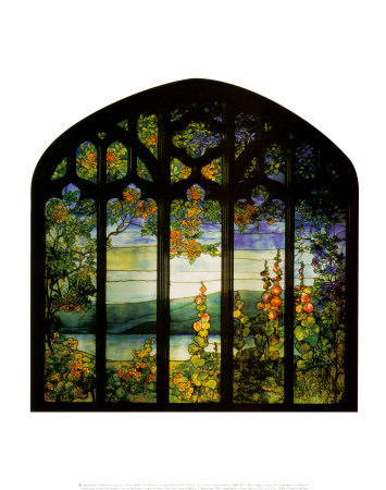 Landscape with Hollyhocks