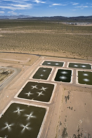 aerial photograph of sewage treatment plant