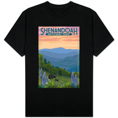 Shenandoah National Park, Virginia - Black Bear and Cubs Spring Flowers