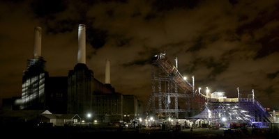 Battersea Power Station Illuminated Next to the Temporary Ski and Snowboard Slope by Jonathan Brady