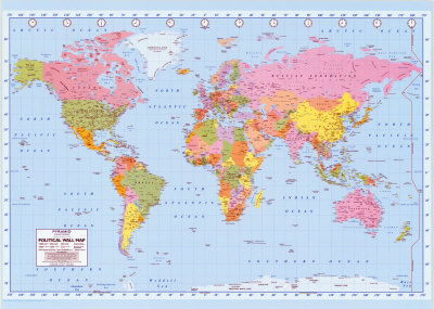 Large World  on Name  Political World Map Posters