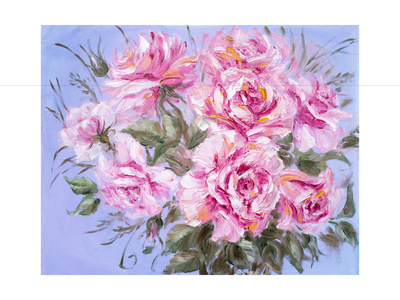 Beautiful Roses, Oil Painting on Canvas