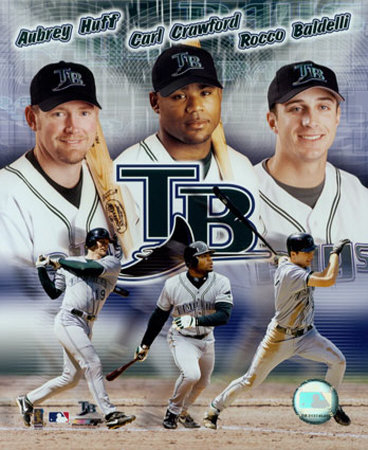 2004 Devil Rays Big 3 - Huff, Crawford, Baldelli &copy;Photofile