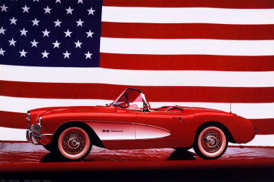 Buy Corvette, 1957 with U.S. Flag at AllPosters.com