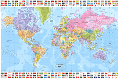 World  Poster on World Map   Political  Band T Shirts  Funny Tees   Posters