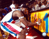 Ben Wallace Celebrating 2004 NBA Championship by Spray Painting  &copy;Photofile
