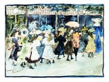 Watercolor of Girls Walking Along the Boardwalk by Maurice Brazil Prendergast