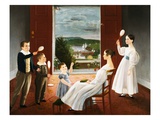 Colonial American Painting of a Family at Play