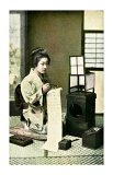 Japanese Geisha Writing Letter