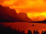 Sunset Over Lake in Glacier National Park