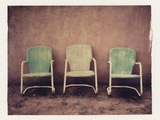 Three Turquoise Chairs Photographic Print