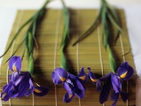 Buy Purple Irises on a Bamboo Mat at AllPosters.com