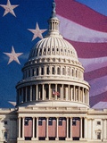Flag Behind U.S. Capitol