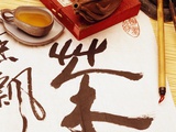 Buy Chinese Calligraphy on Scroll Before Tea Set at AllPosters.com
