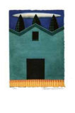 Turquoise Barn with White Cloud
