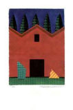 Red Barn with 5 Trees