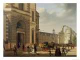The Entrance to the Musee De Louvre and St. Louis Church, 1822