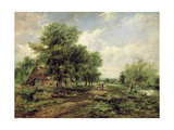 Buy Wooded River Landscape with a Cottage and a Horse Drawn Cart at AllPosters.com
