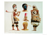 Buy Various Dancing Costumes Worn at Nakello, Fiji, Illustration from The Voyage of H.M.S. Challenger at AllPosters.com