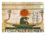 Egyptian Funerary Papyrus Depicting the Barque of Re-Herakhty