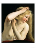 Young Woman Combing Her Hair