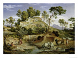 Buy Landscape with Shepherds and Cows and at the Spring, 1832-34 at AllPosters.com