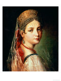Buy Portrait of a Young Girl in Sarafan and Kokoshnik, 1820s at AllPosters.com