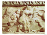 Detail of the North Frieze of the Siphnian Treasury Depicting Gods Fighting Giants, circa 525 BC