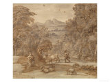 Buy Landscape with Mercury and Apollo as a Shepherd, 1673 (Pen and Brown Tint, Grey Indian Ink Wash) at AllPosters.com