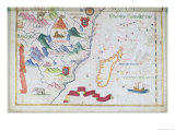 Madagascar and East African Coastline, Detail from a World Atlas, 1565
