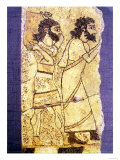 Fragment of a Plaque Depicting Two Men Walking, from Nineveh (Painted Stone)